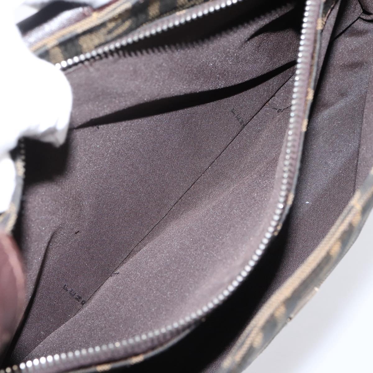 FENDI Zucca Canvas Mamma Baguette Shoulder Bag Black Silver Auth BA15572A