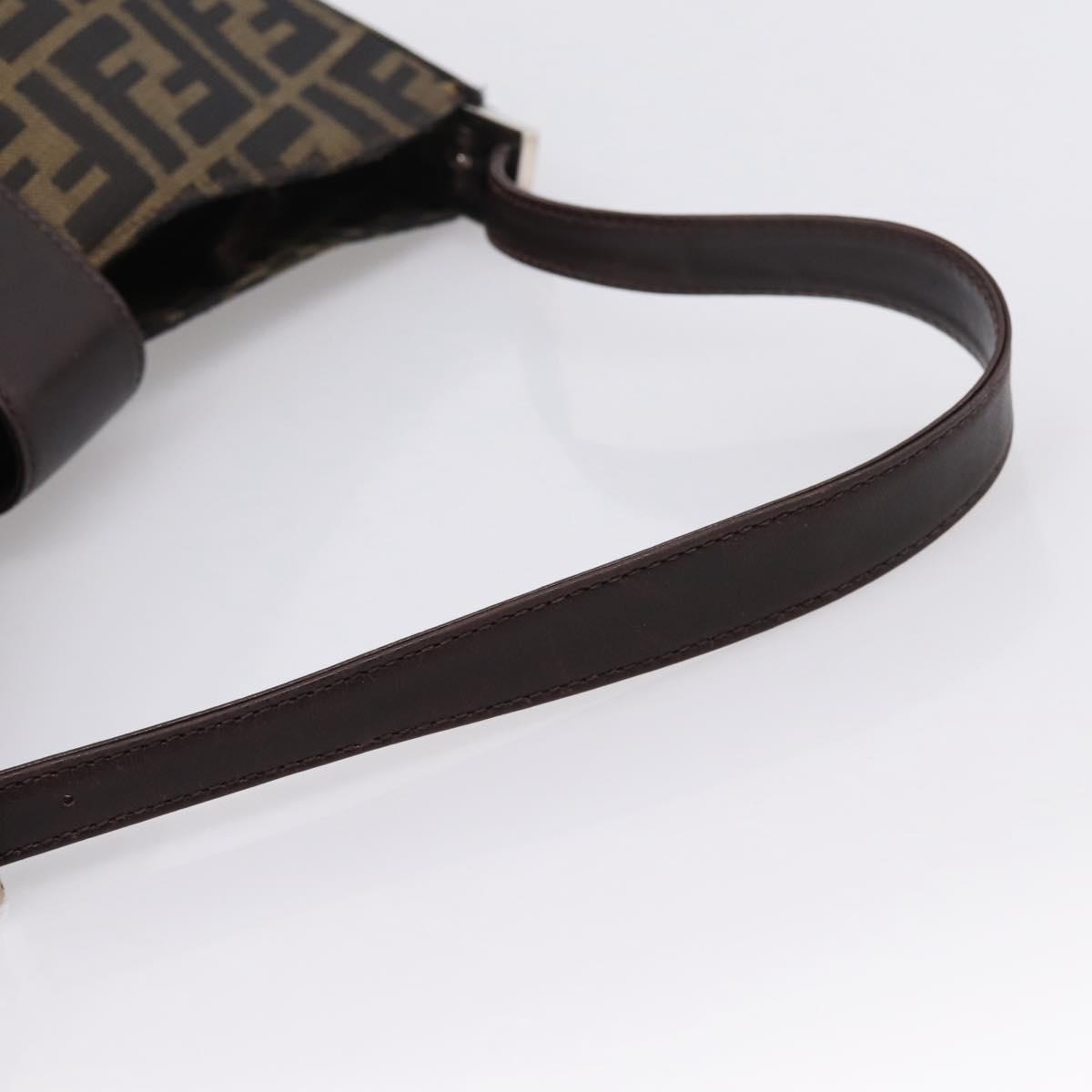FENDI Zucca Canvas Mamma Baguette Shoulder Bag Black Silver Auth BA15572A