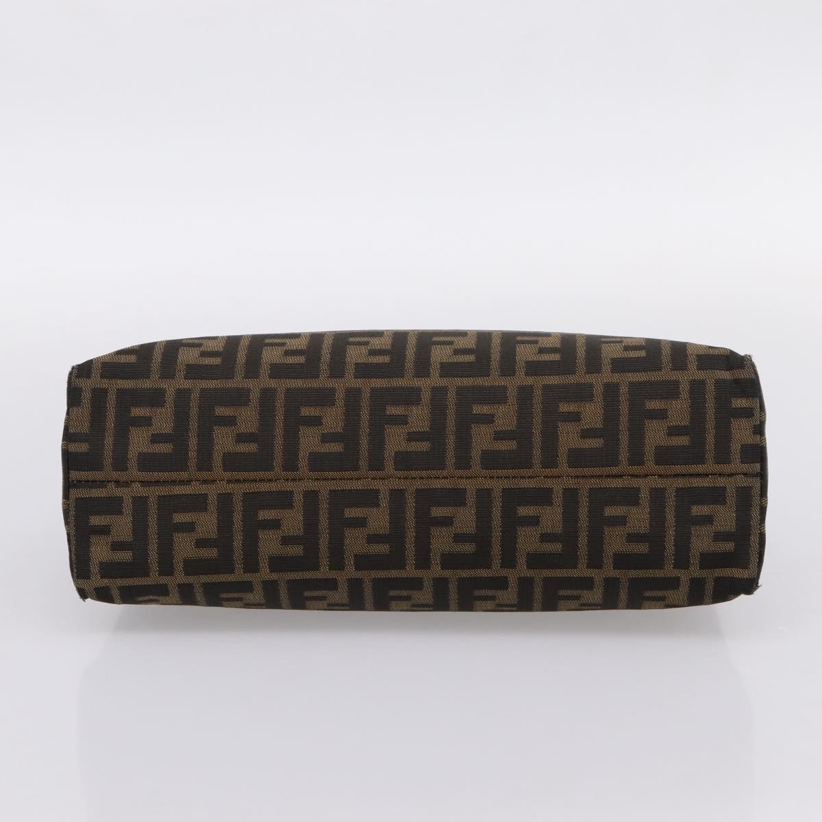 FENDI Zucca Canvas Mamma Baguette Shoulder Bag Black Silver Auth BA15572A
