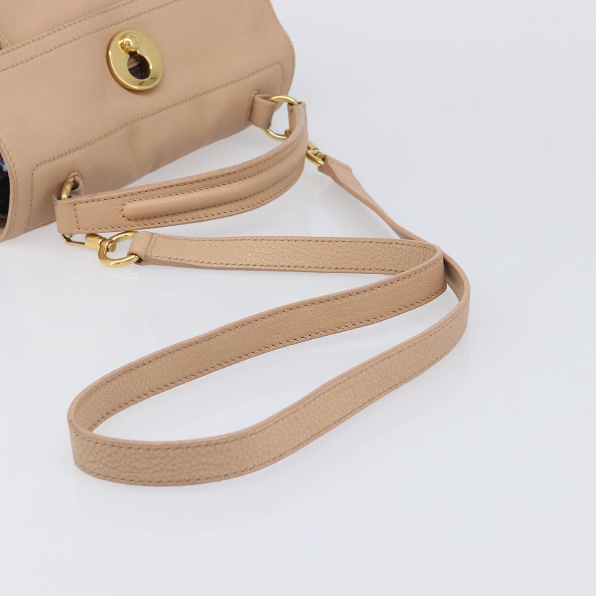 SAINT LAURENT Muse To Hand Bag Leather 2way Beige Gold Tone 283761 Auth BA15574A