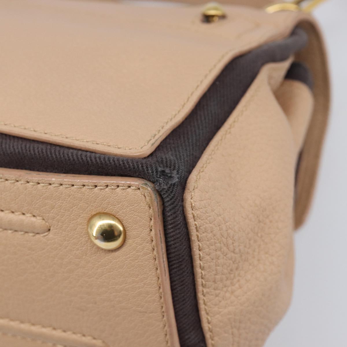 SAINT LAURENT Muse To Hand Bag Leather 2way Beige Gold Tone 283761 Auth BA15574A
