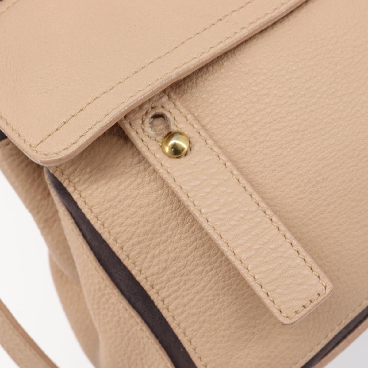 SAINT LAURENT Muse To Hand Bag Leather 2way Beige Gold Tone 283761 Auth BA15574A
