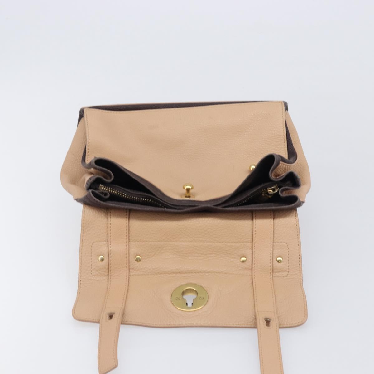 SAINT LAURENT Muse To Hand Bag Leather 2way Beige Gold Tone 283761 Auth BA15574A