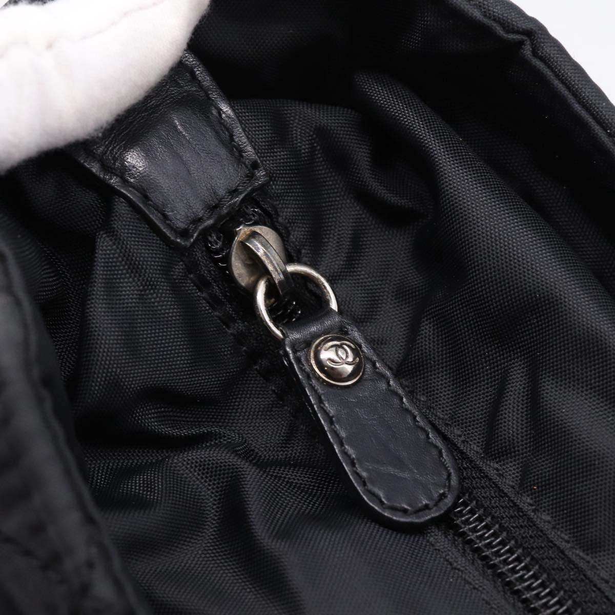 CHANEL Matelasse Hand Bag Nylon Black Silver CC Auth BA15575A