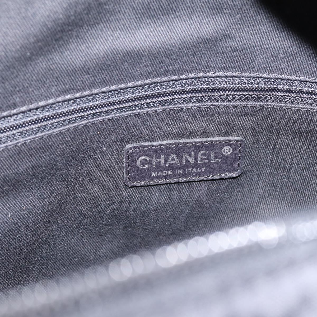 CHANEL Matelasse Hand Bag Nylon Black Silver CC Auth BA15575A