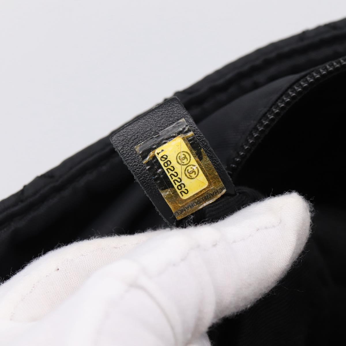CHANEL Matelasse Hand Bag Nylon Black Silver CC Auth BA15575A