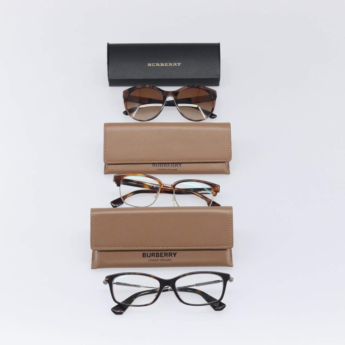 BURBERRY Glasses Sunglasses Plastic 3 Set Brown Gold Auth BA15576