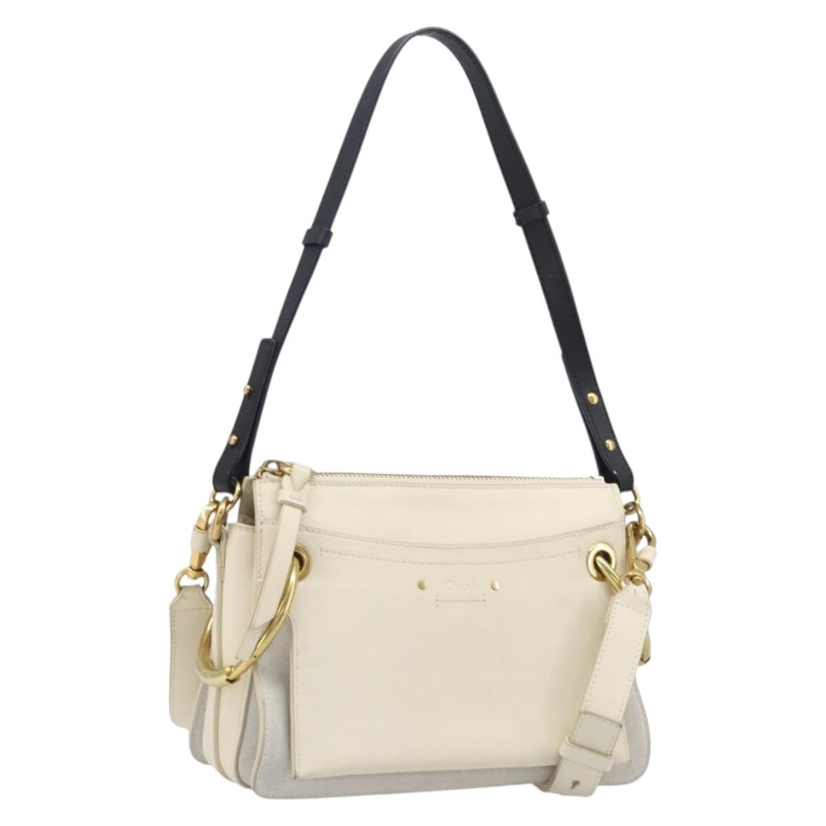 Chloe Roy Shoulder Bag Leather Ivory Gold Tone Auth BA15577A