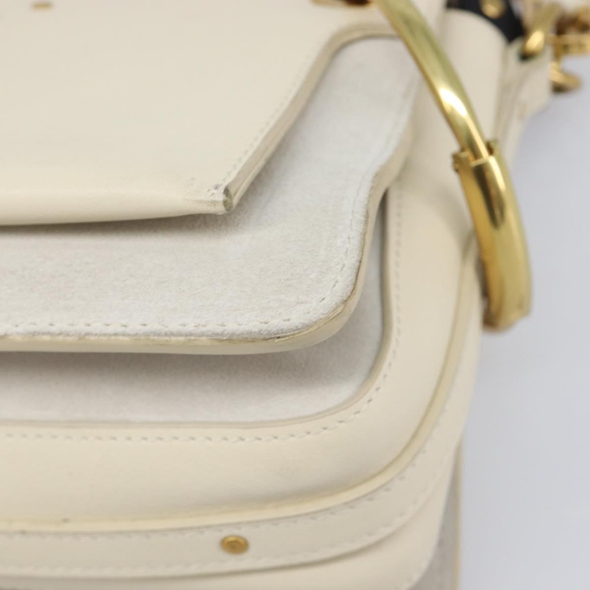 Chloe Roy Shoulder Bag Leather Ivory Gold Tone Auth BA15577A