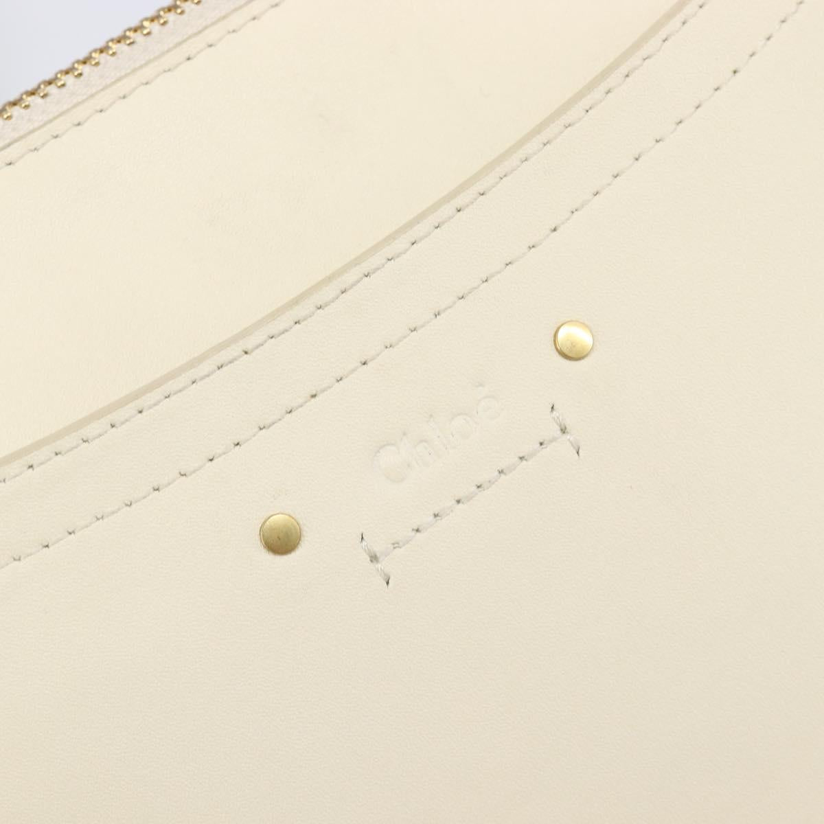 Chloe Roy Shoulder Bag Leather Ivory Gold Tone Auth BA15577A