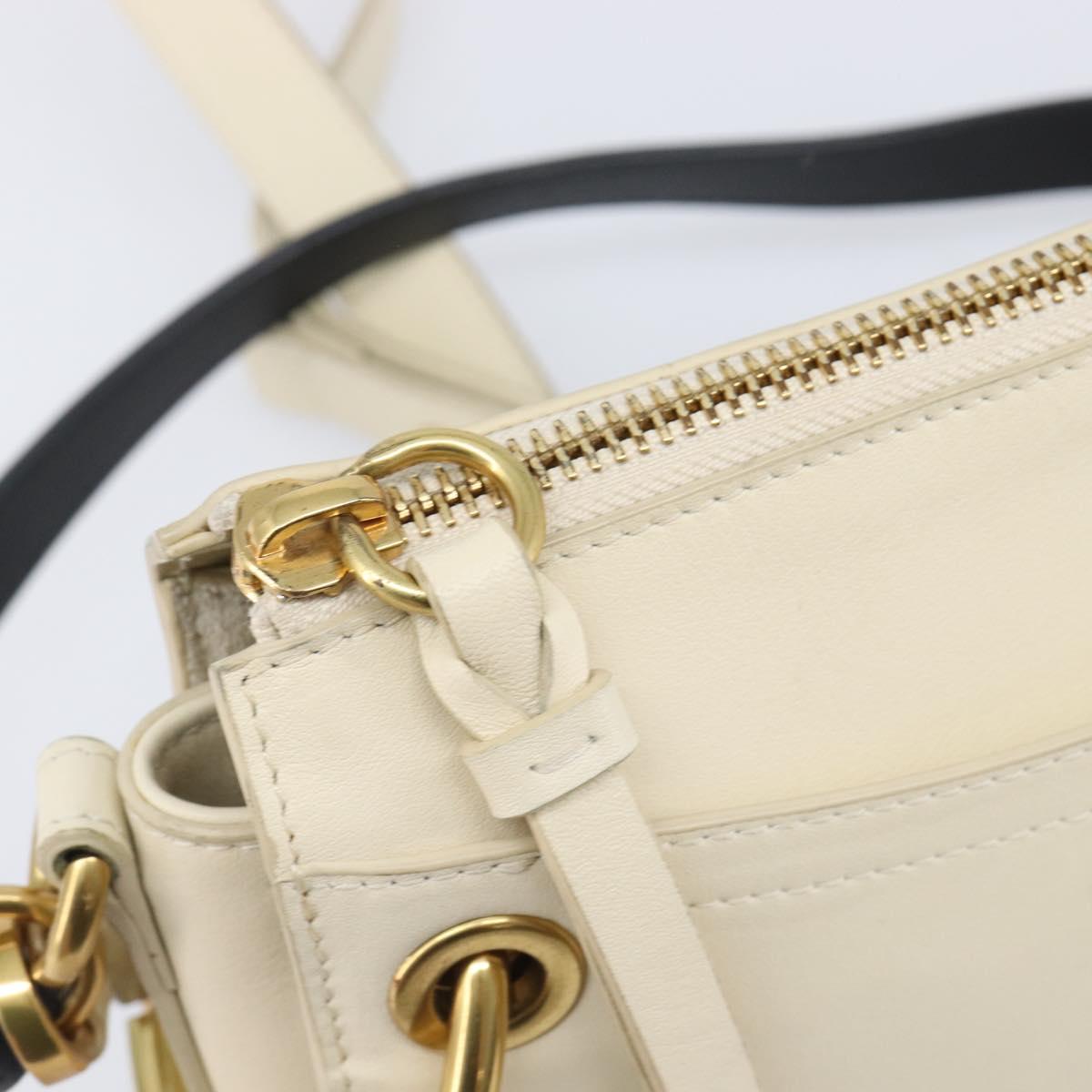 Chloe Roy Shoulder Bag Leather Ivory Gold Tone Auth BA15577A