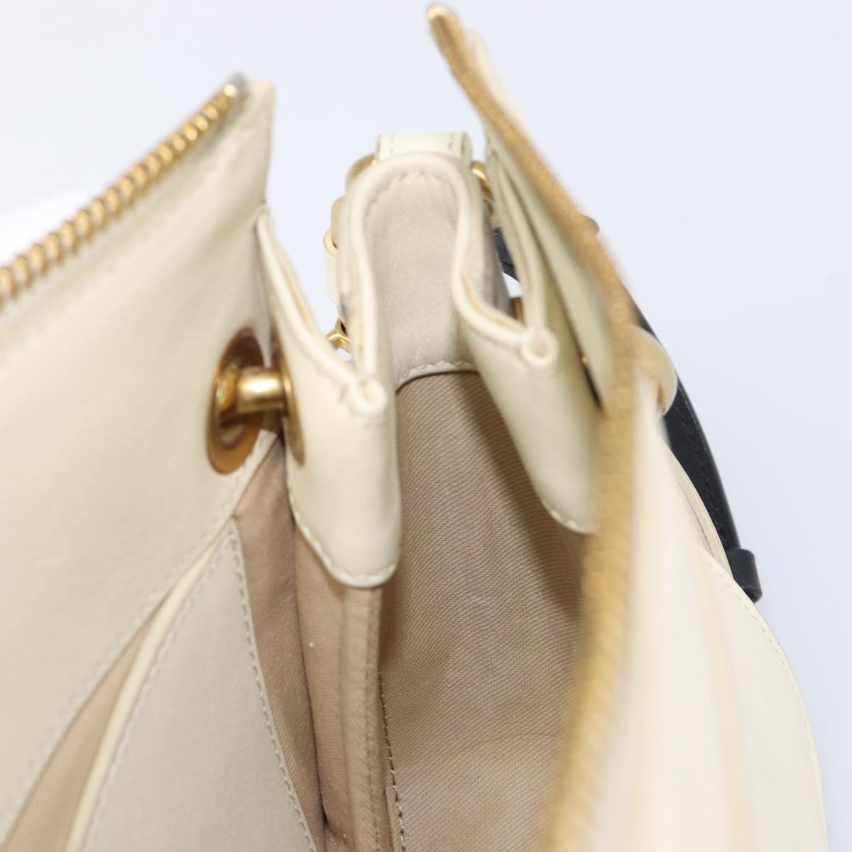 Chloe Roy Shoulder Bag Leather Ivory Gold Tone Auth BA15577A