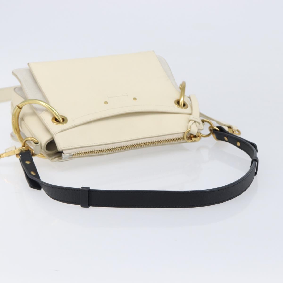 Chloe Roy Shoulder Bag Leather Ivory Gold Tone Auth BA15577A