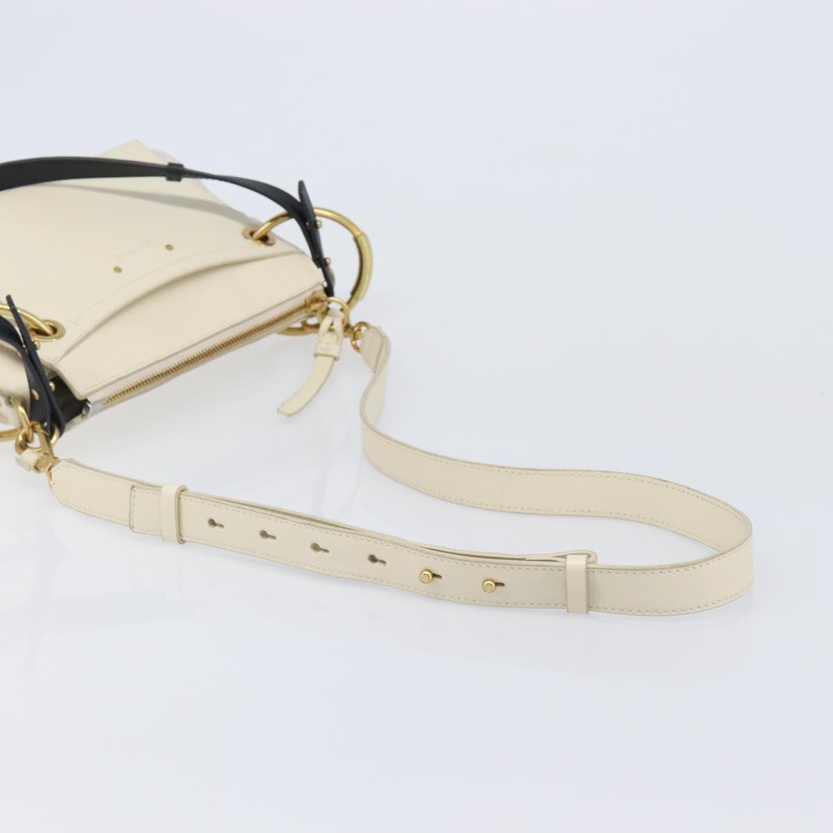 Chloe Roy Shoulder Bag Leather Ivory Gold Tone Auth BA15577A