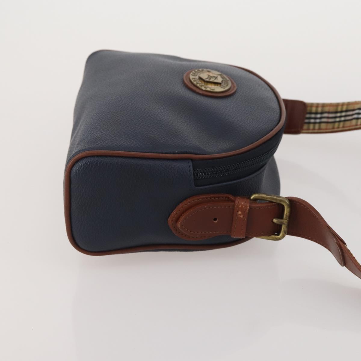 Burberrys Shoulder Bag Leather 2 Set Black Navy Auth BA15578