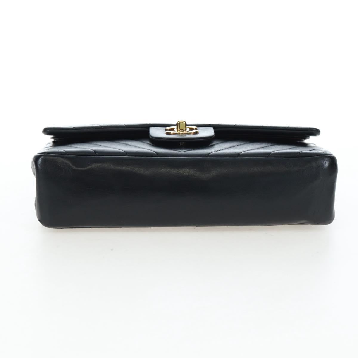CHANEL V-stitch Chevron Double Flap Matelasse 25 Chain Shoulder Auth BA15583V