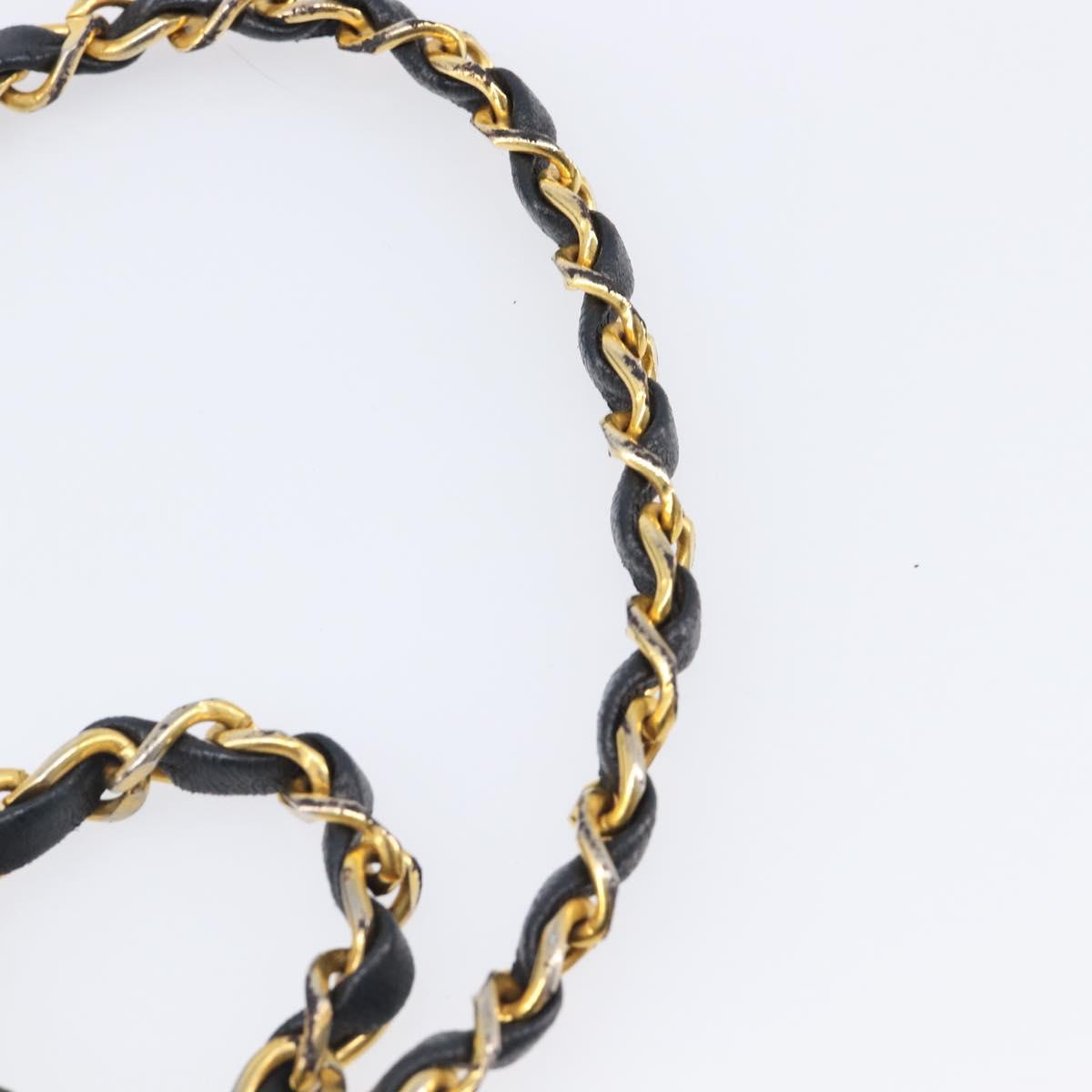 CHANEL Matelasse Chain Shoulder Bag Lamb Skin Black Gold Tone CC Auth BA15584