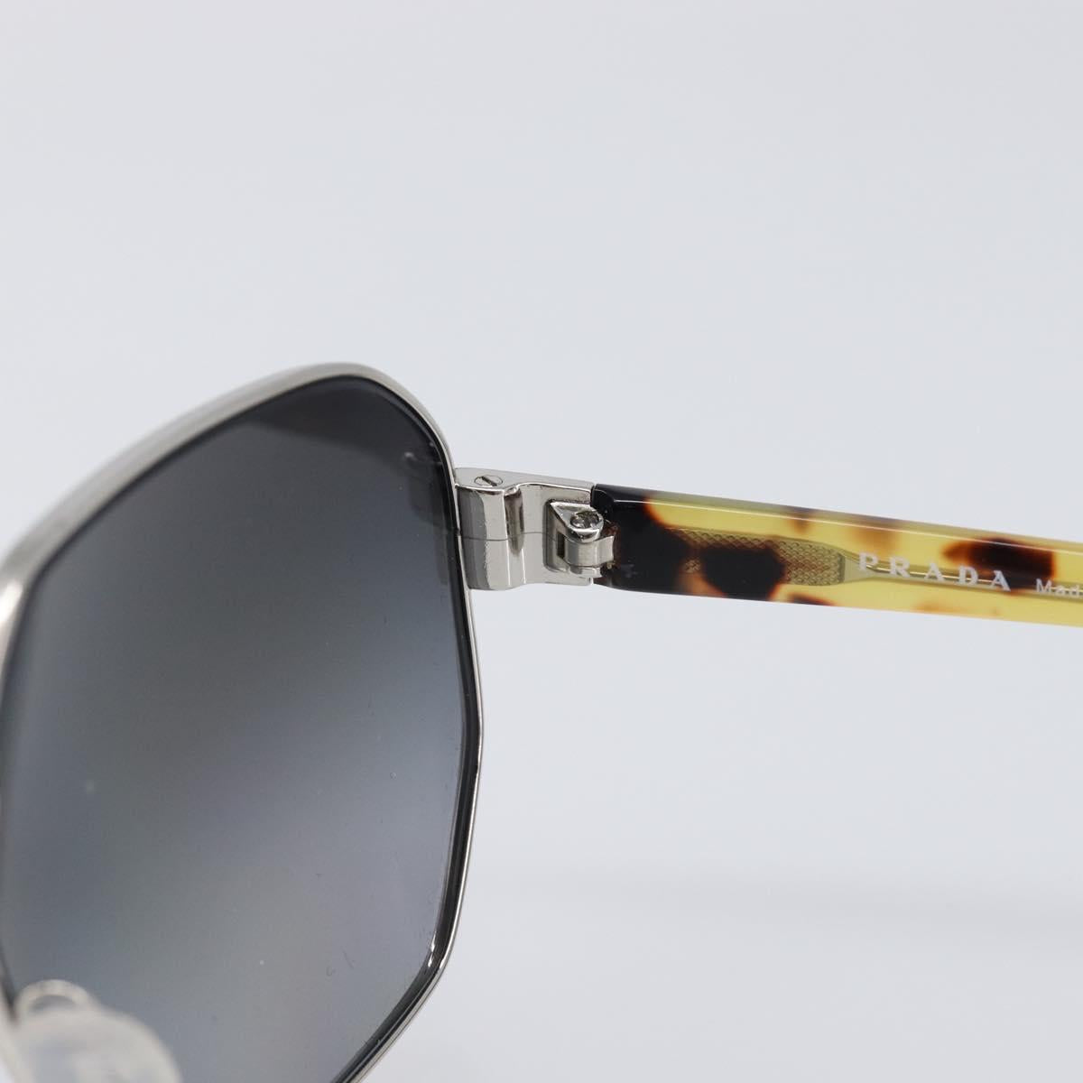 PRADA Sunglasses Metal Brown Silver Auth BA15585