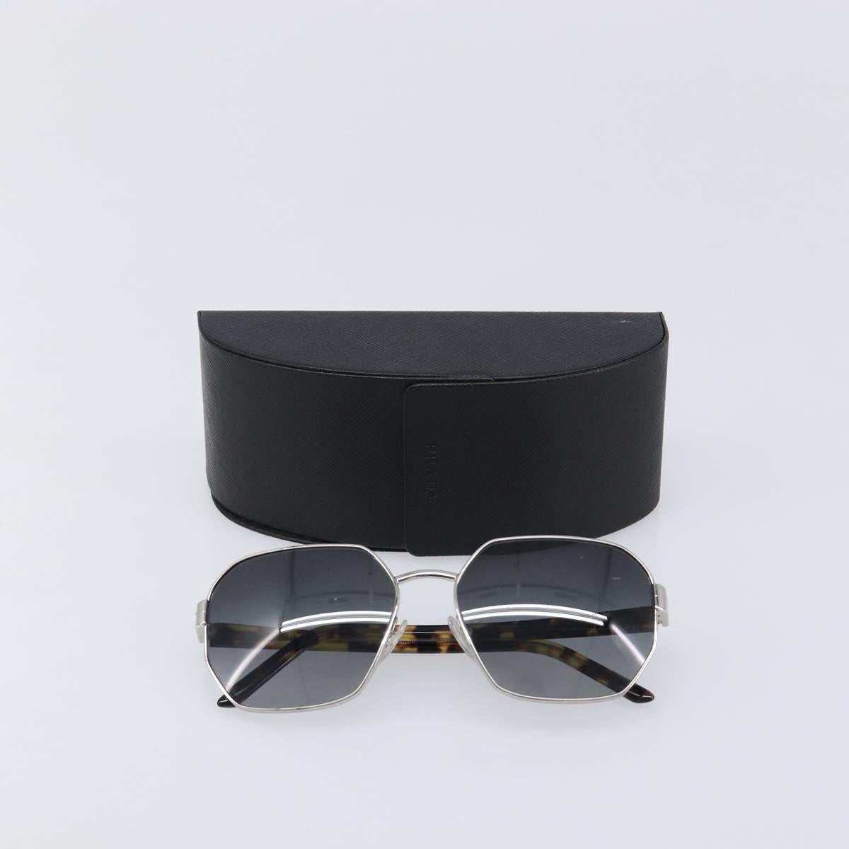 PRADA Sunglasses Metal Brown Silver Auth BA15585