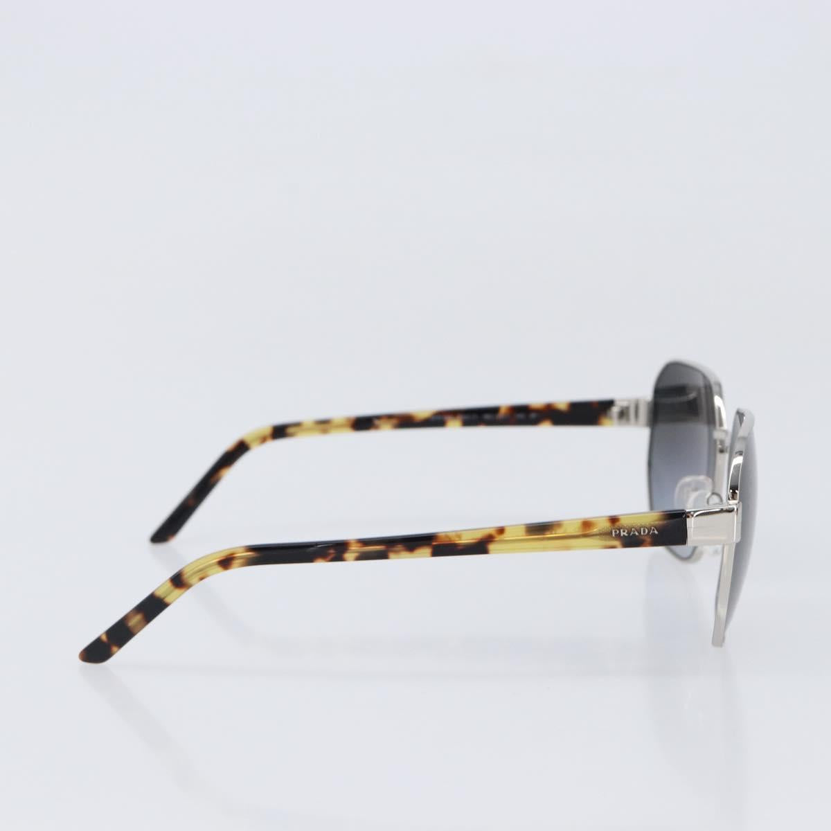 PRADA Sunglasses Metal Brown Silver Auth BA15585