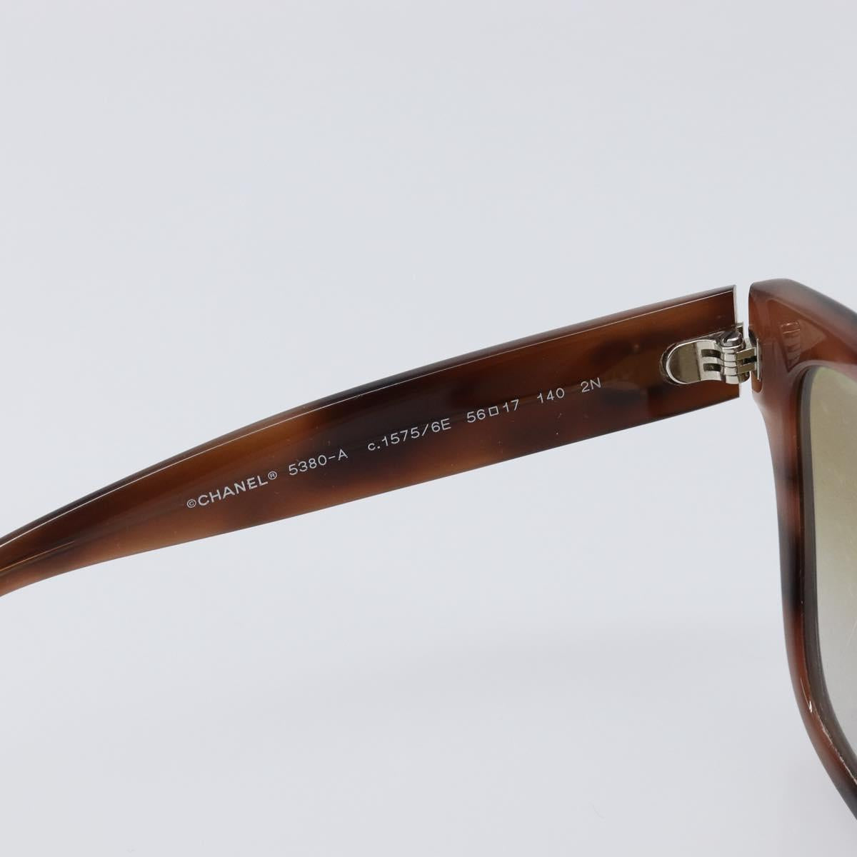 CHANEL Sunglasses Plastic Brown Silver CC Auth BA15588