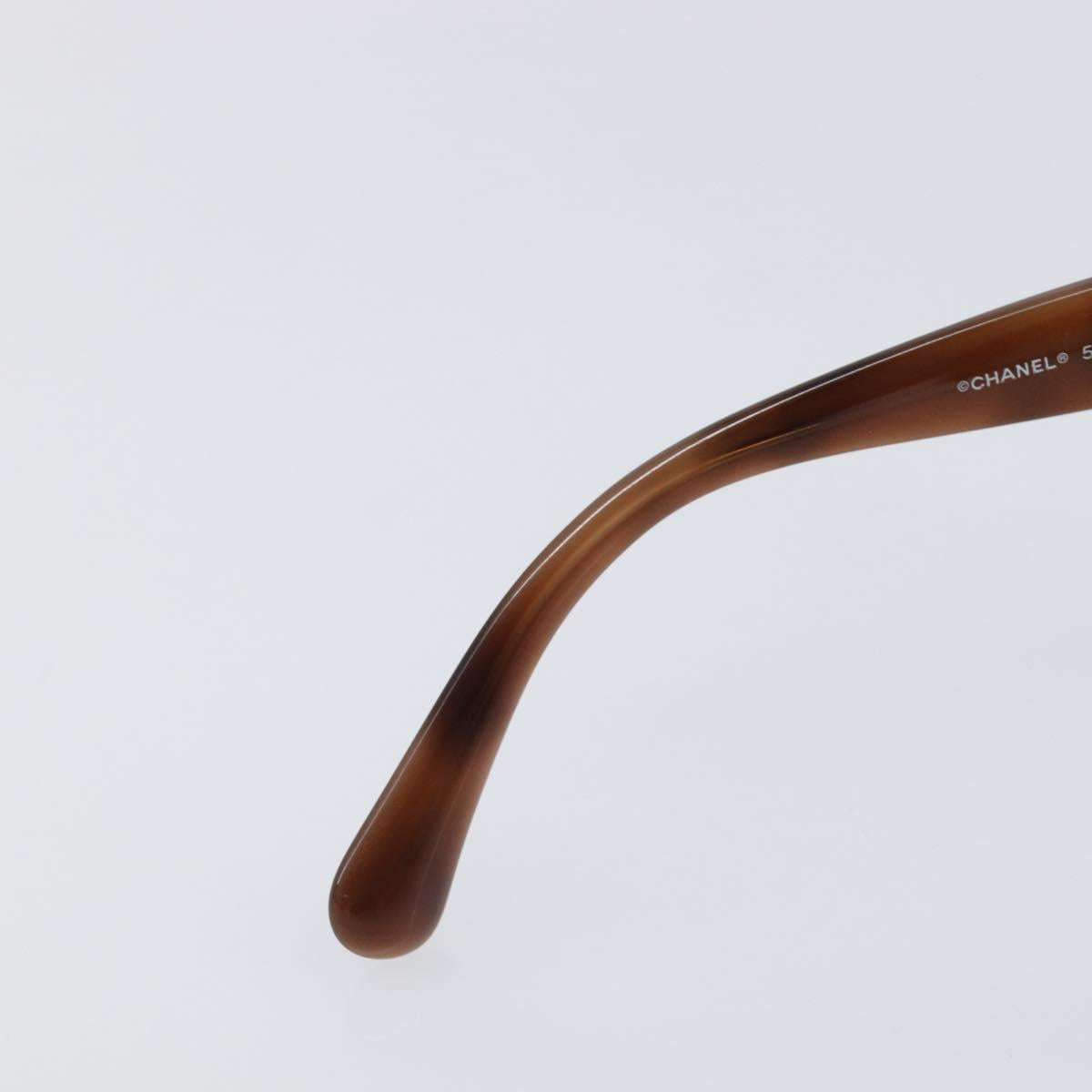 CHANEL Sunglasses Plastic Brown Silver CC Auth BA15588