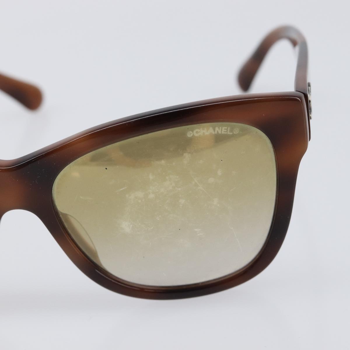 CHANEL Sunglasses Plastic Brown Silver CC Auth BA15588
