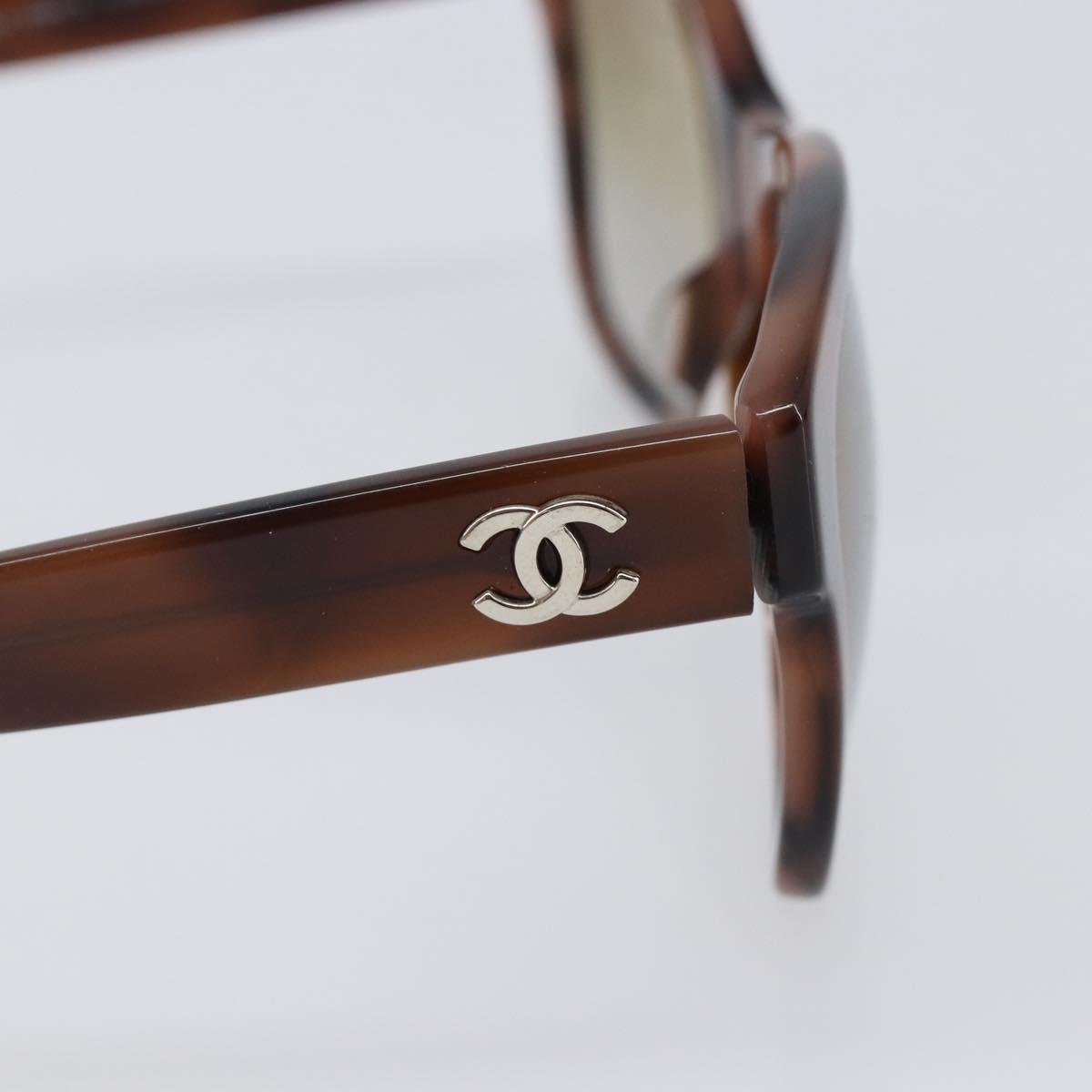 CHANEL Sunglasses Plastic Brown Silver CC Auth BA15588