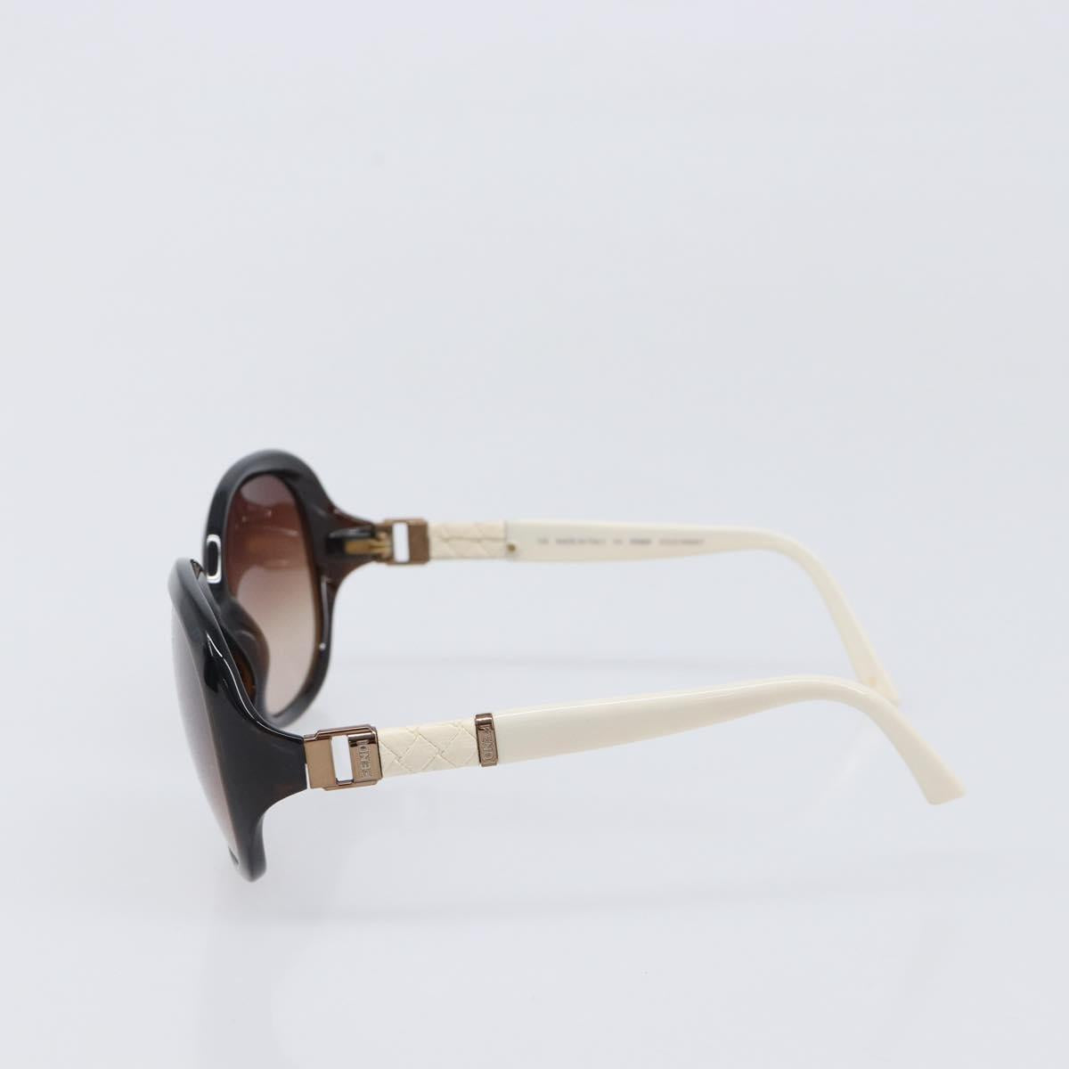 FENDI Sunglasses Plastic White Gold Tone Auth BA15591