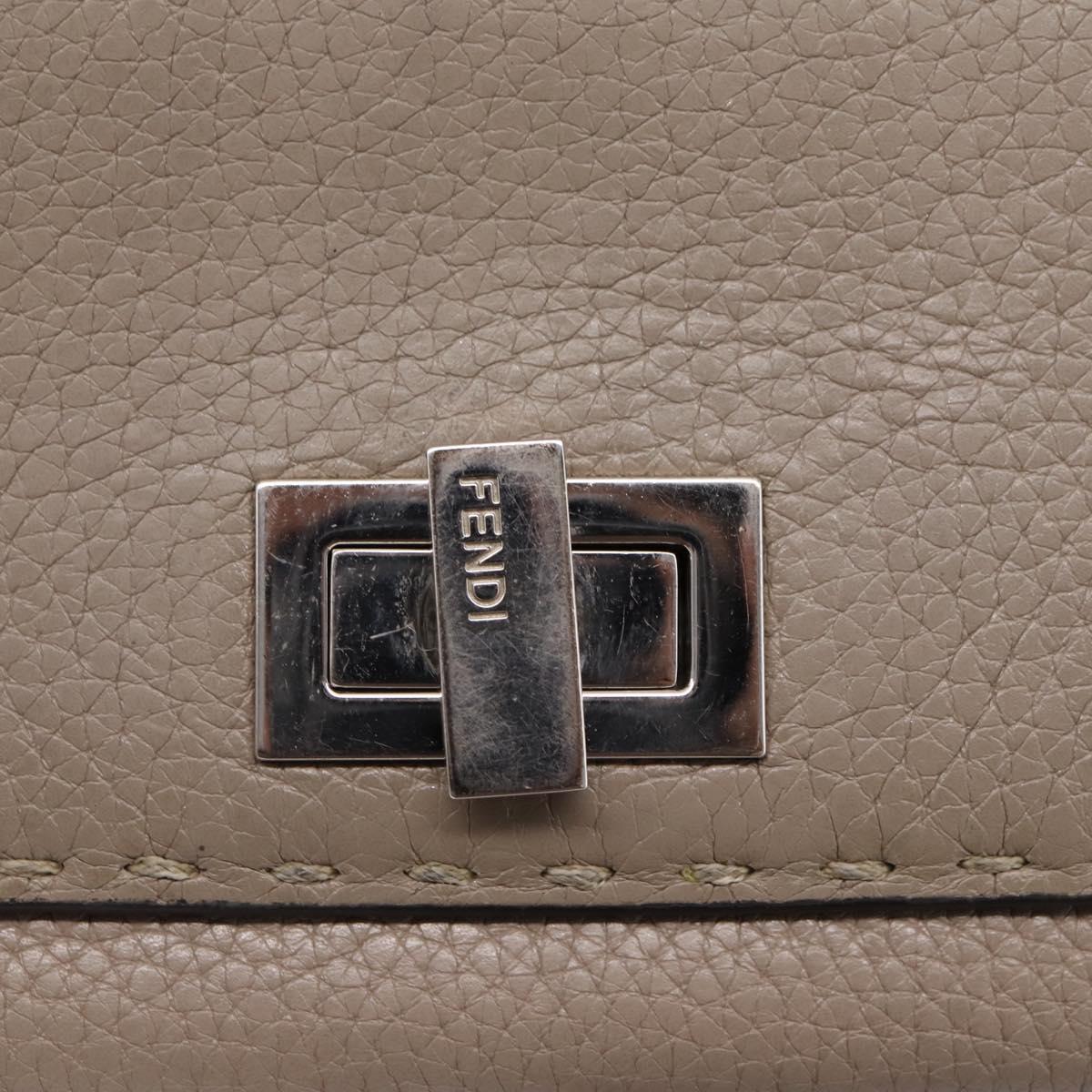 FENDI Celeria Long Wallet Leather Beige Silver 8M0308 Auth BA15601