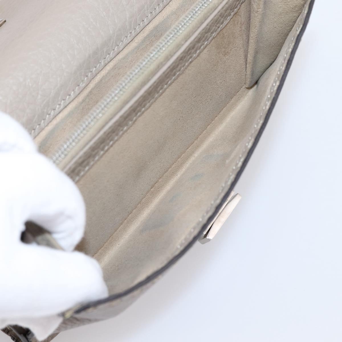 FENDI Celeria Long Wallet Leather Beige Silver 8M0308 Auth BA15601