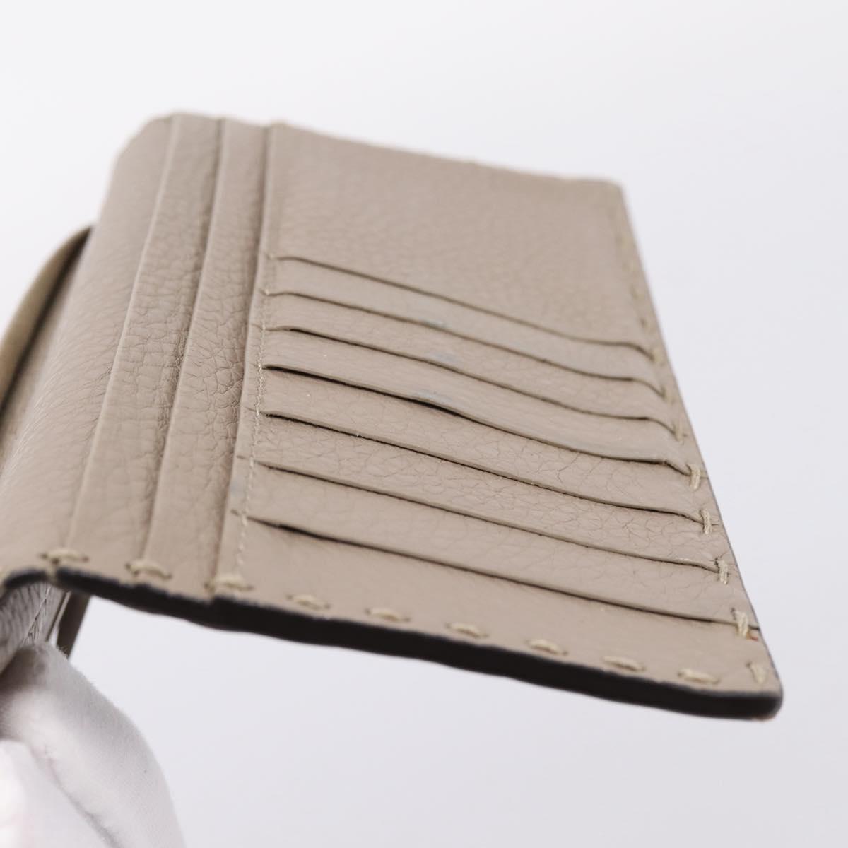 FENDI Celeria Long Wallet Leather Beige Silver 8M0308 Auth BA15601
