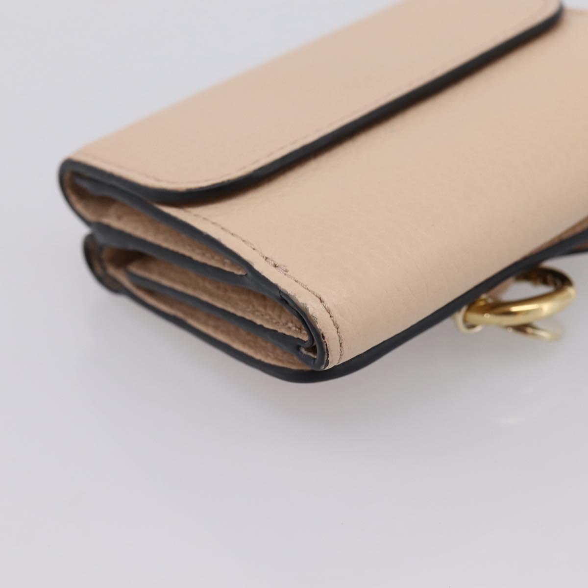 Chloe Alphabet Trifold Wallet Leather Pink Gold Tone Auth BA15602
