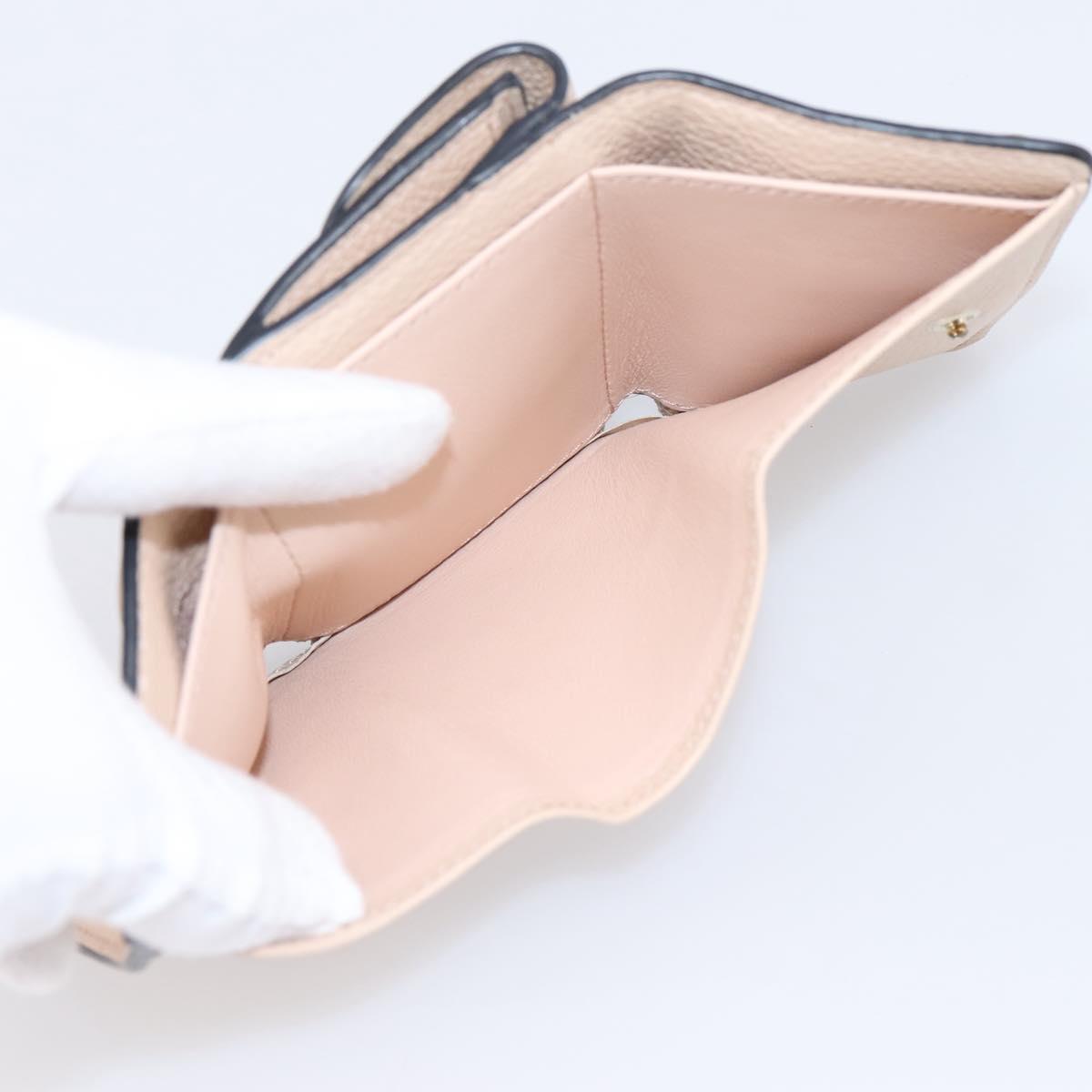 Chloe Alphabet Trifold Wallet Leather Pink Gold Tone Auth BA15602