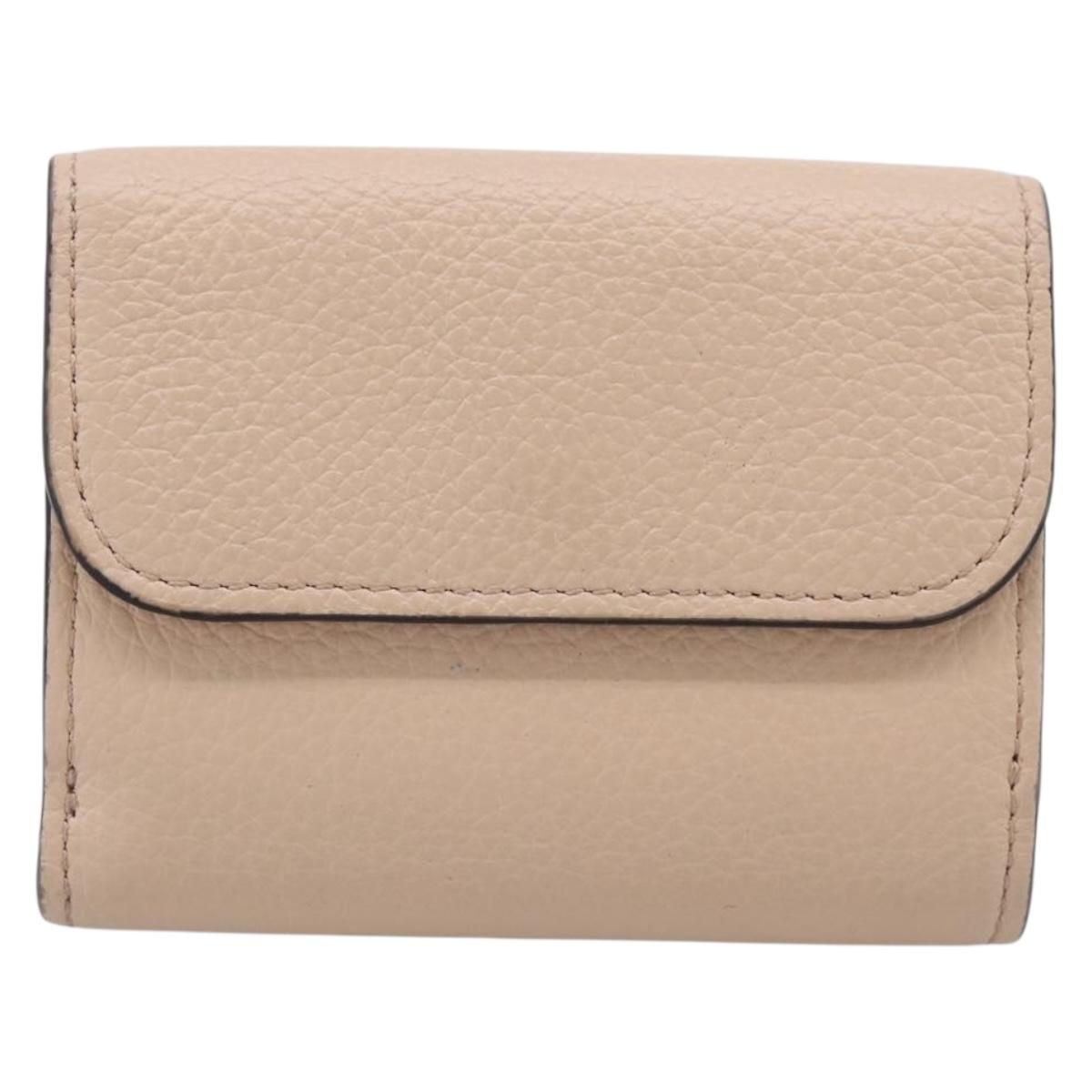 Chloe Alphabet Trifold Wallet Leather Pink Gold Tone Auth BA15602