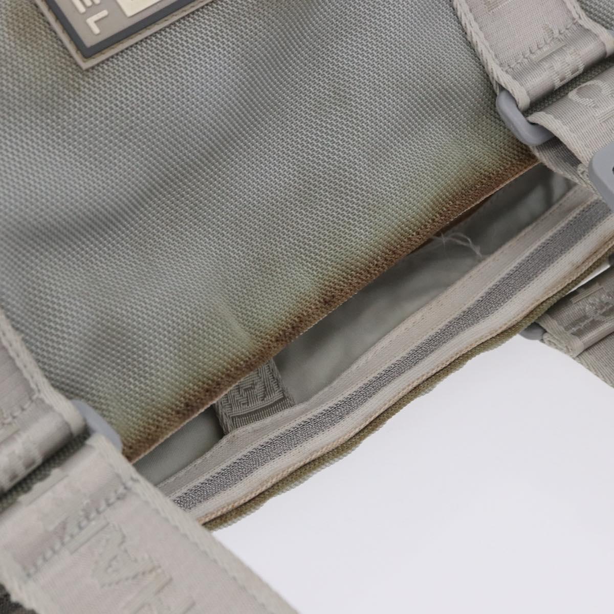CHANEL Sports Tote Bag Canvas Gray Silver CC Auth BA15608