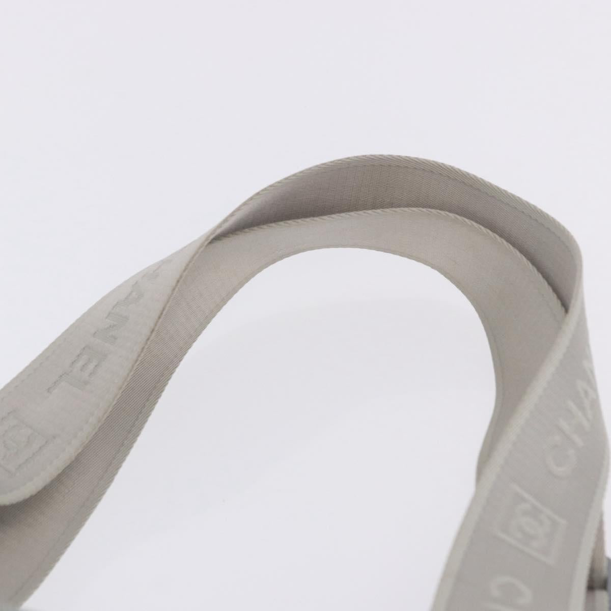CHANEL Sports Tote Bag Canvas Gray Silver CC Auth BA15608