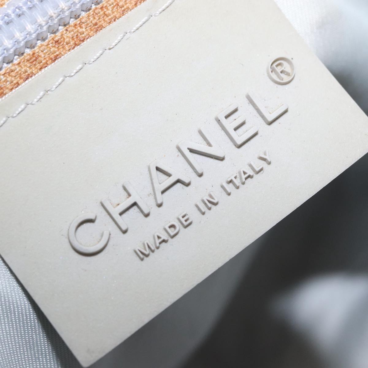 CHANEL Sports Tote Bag Canvas Gray Silver CC Auth BA15608