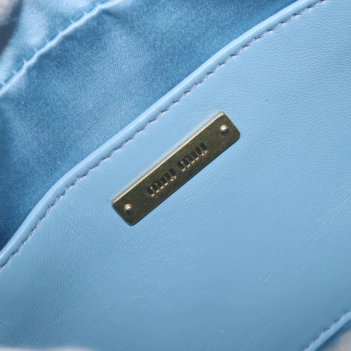 Miu Miu Matelasse Chain Shoulder Bag Leather 2way Light Blue Gold Auth BA15627V