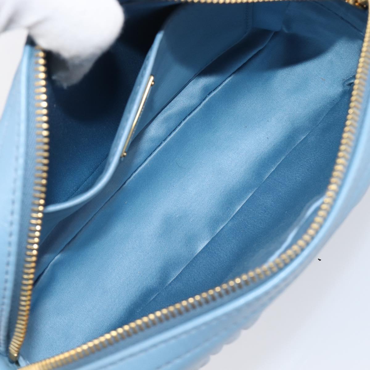 Miu Miu Matelasse Chain Shoulder Bag Leather 2way Light Blue Gold Auth BA15627V