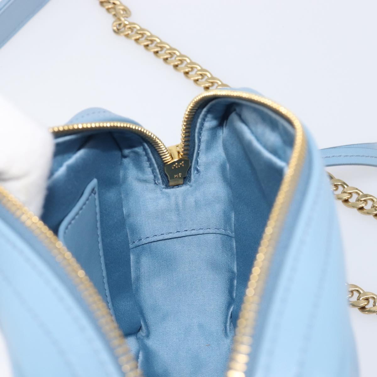 Miu Miu Matelasse Chain Shoulder Bag Leather 2way Light Blue Gold Auth BA15627V