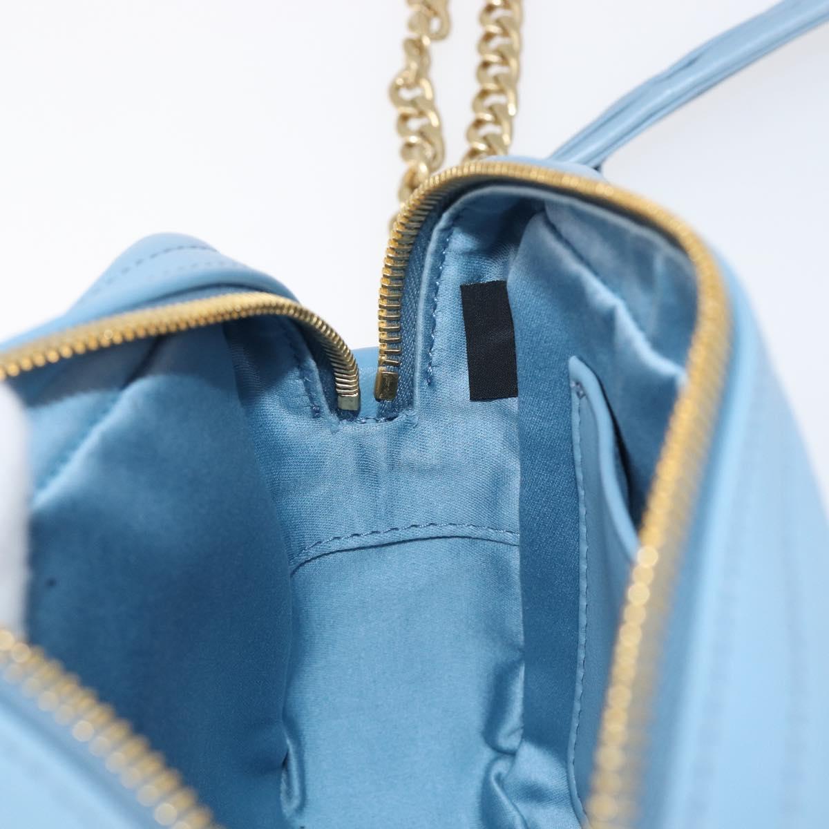 Miu Miu Matelasse Chain Shoulder Bag Leather 2way Light Blue Gold Auth BA15627V