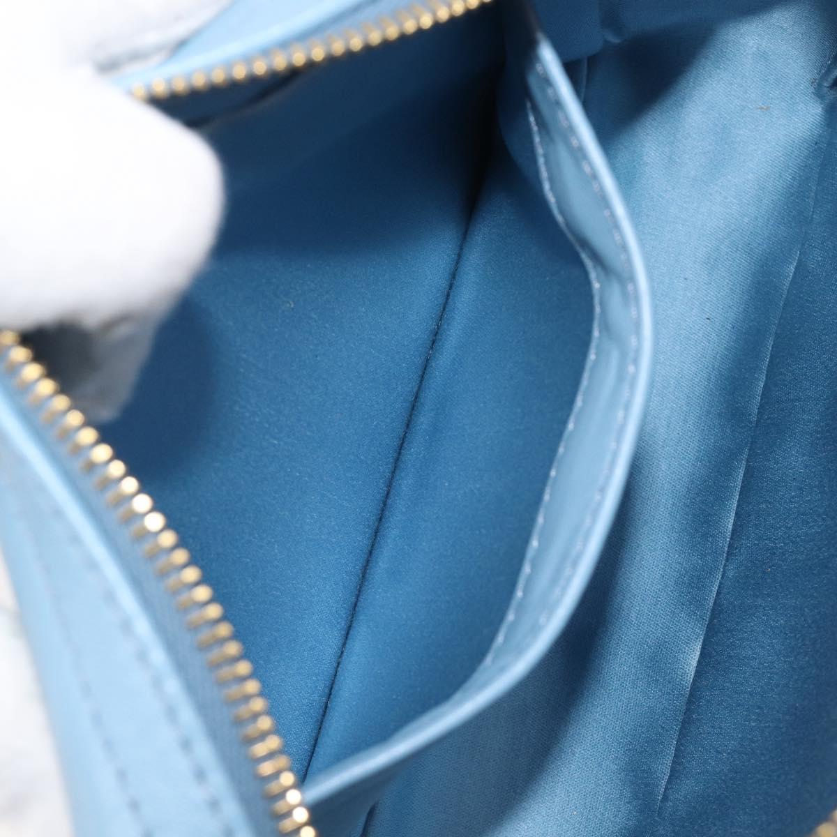 Miu Miu Matelasse Chain Shoulder Bag Leather 2way Light Blue Gold Auth BA15627V