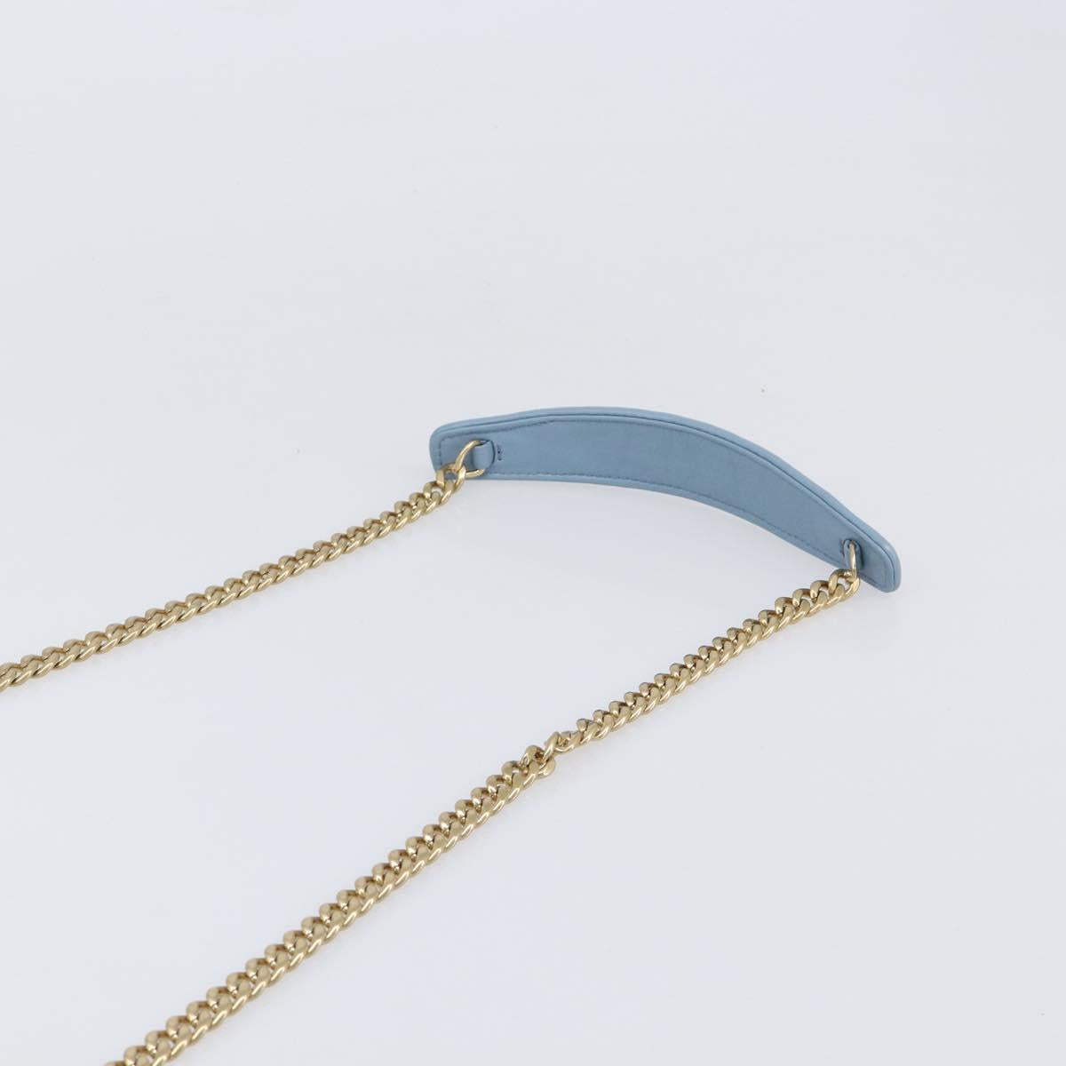 Miu Miu Matelasse Chain Shoulder Bag Leather 2way Light Blue Gold Auth BA15627V