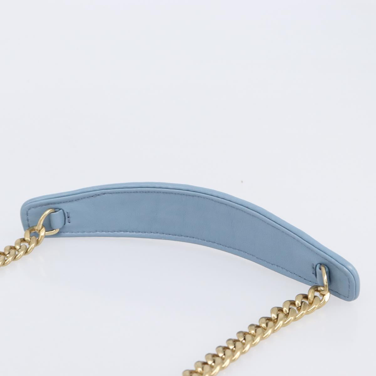 Miu Miu Matelasse Chain Shoulder Bag Leather 2way Light Blue Gold Auth BA15627V
