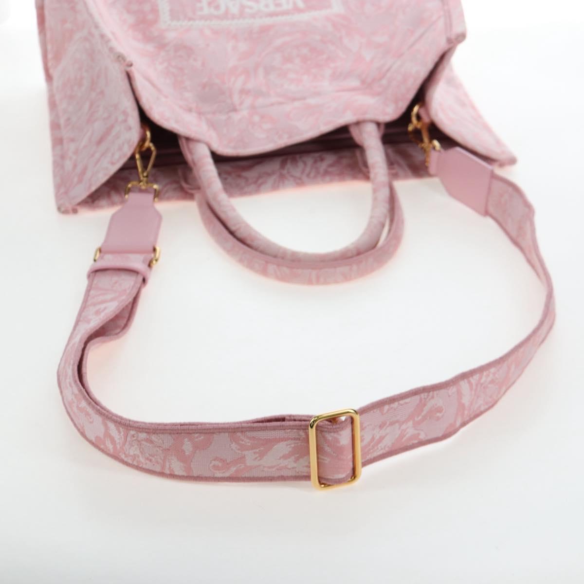VERSACE Athena Barocco Tote Bag tweed 2way Pink Gold Auth BA15628M