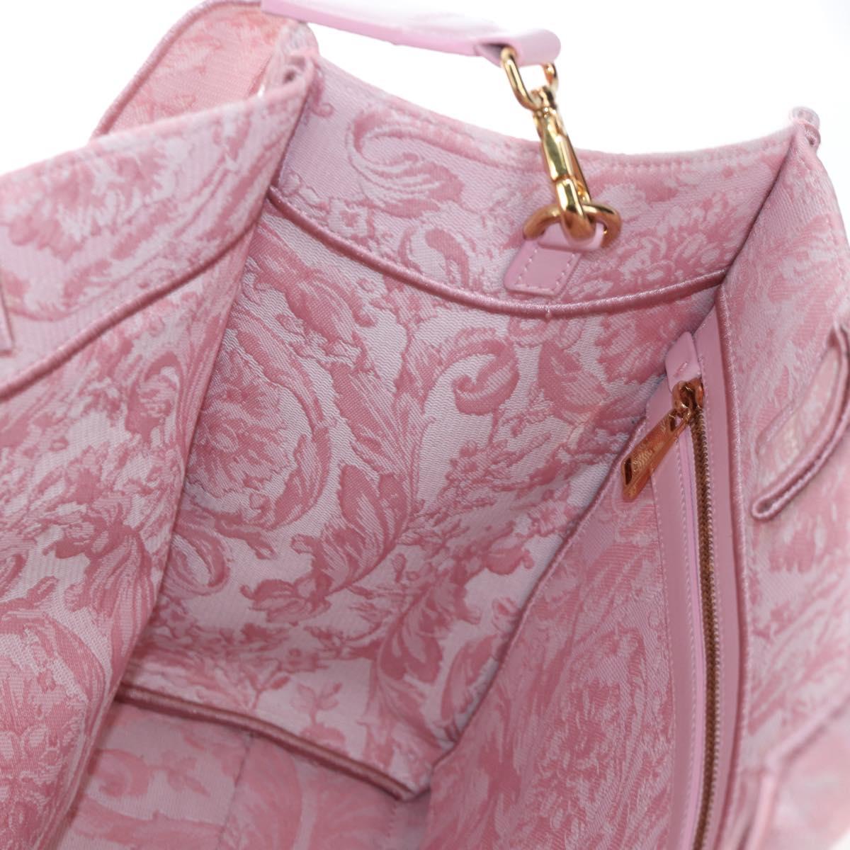 VERSACE Athena Barocco Tote Bag tweed 2way Pink Gold Auth BA15628M