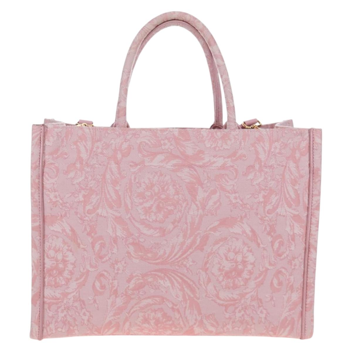 VERSACE Athena Barocco Tote Bag tweed 2way Pink Gold Auth BA15628M