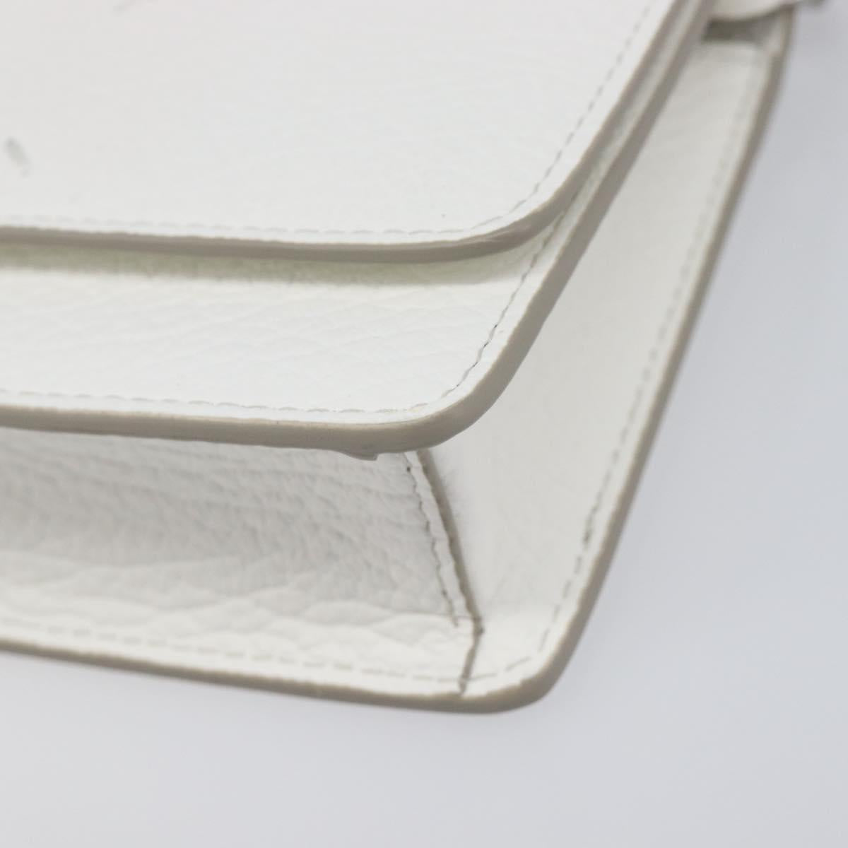 Maison Margiela Chain Shoulder Bag Leather White Silver Auth BA15629M