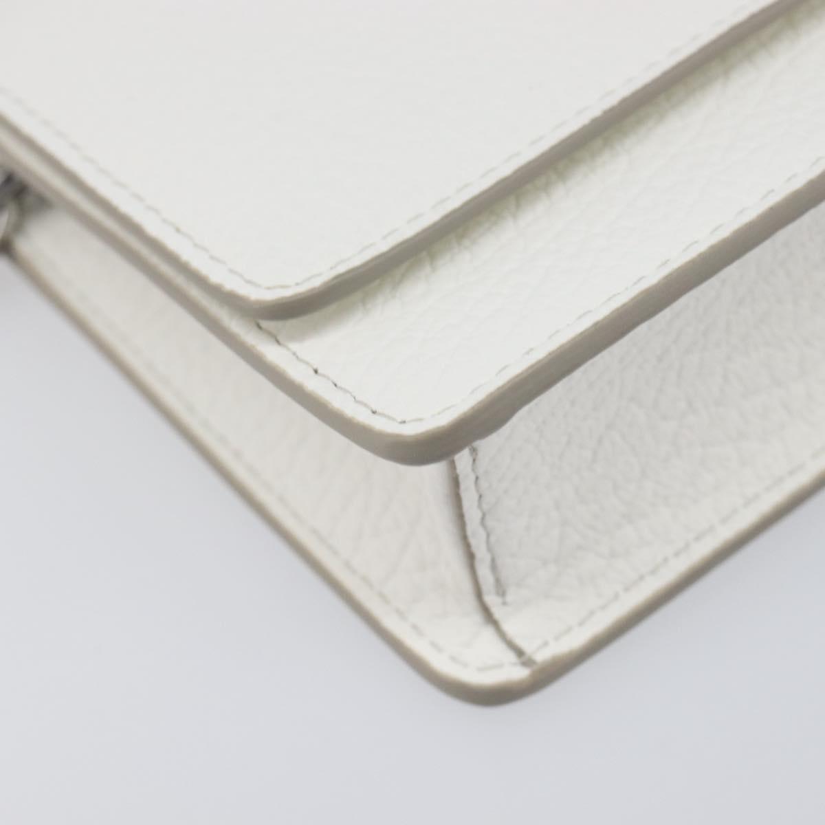 Maison Margiela Chain Shoulder Bag Leather White Silver Auth BA15629M